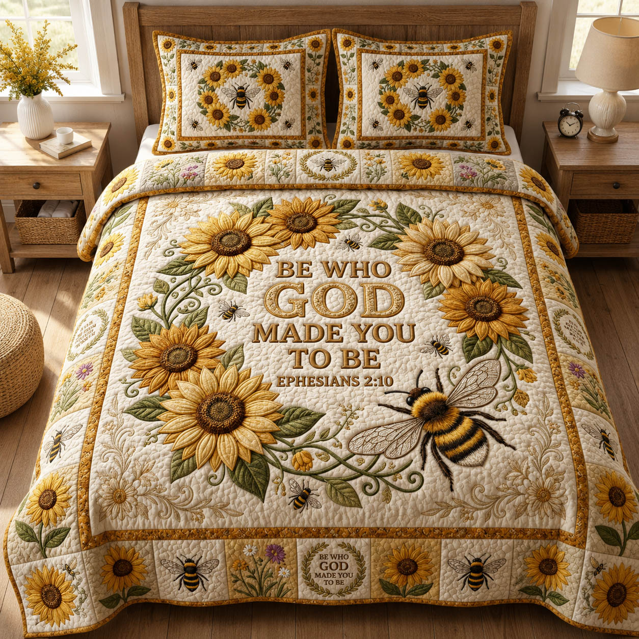 Be Who God Made You To Be 3-Piece Quilted Bedding Set GFTOLAN784