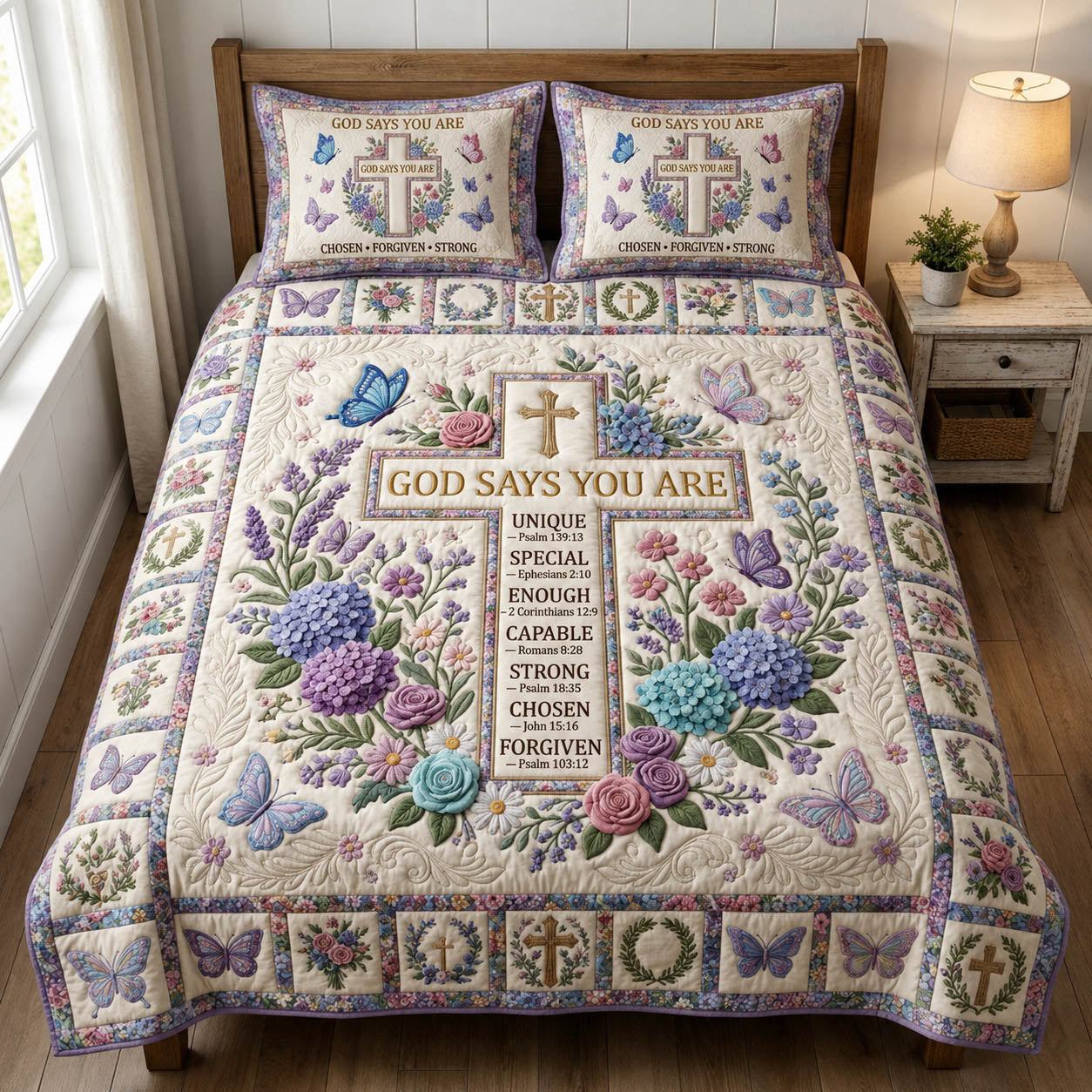 Cross God Says You Are 3-Piece Quilted Bedding Set GFTOLAN789