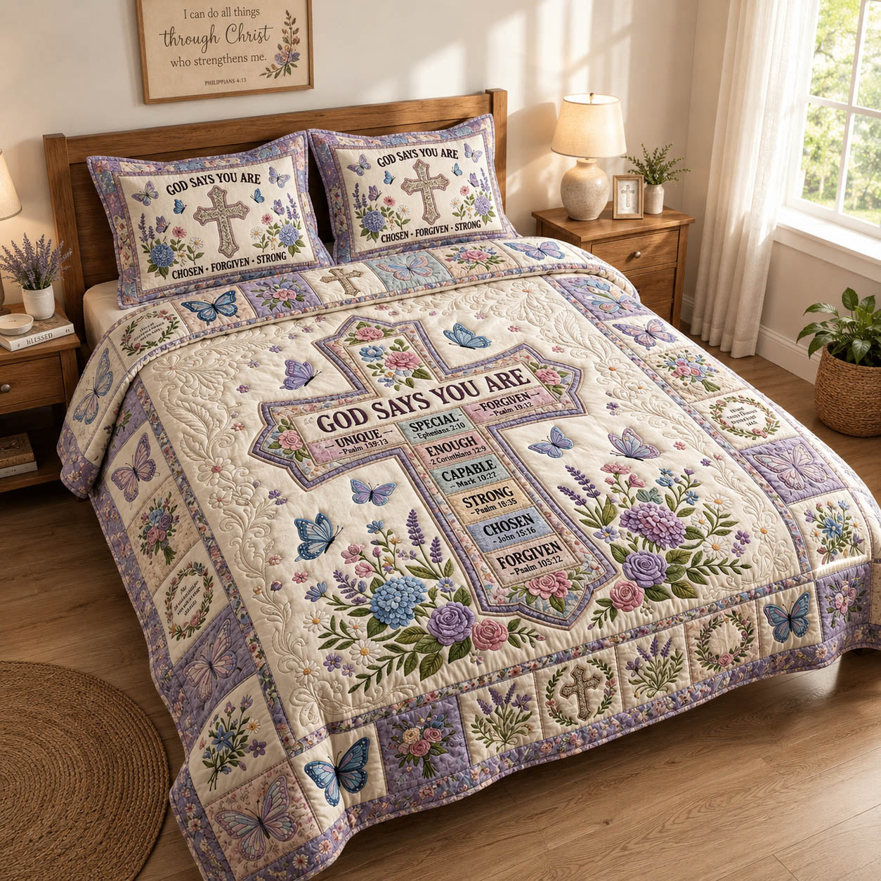 Cross God Says You Are 3-Piece Quilted Bedding Set GFTOLAN791