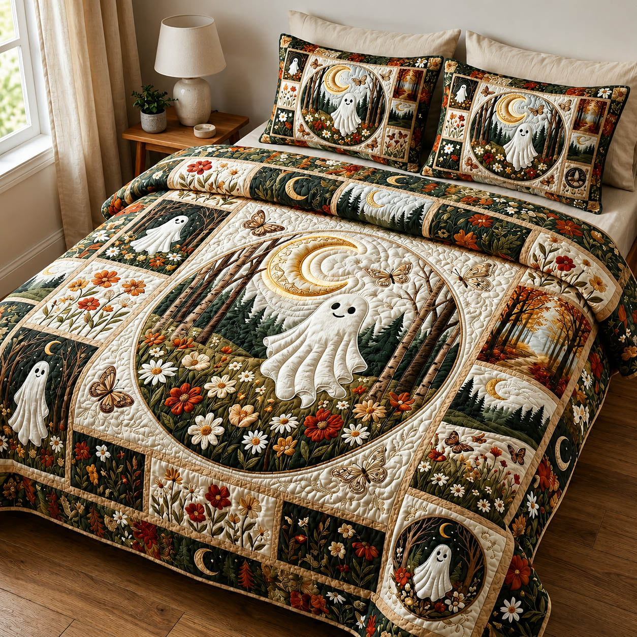 Cozy Autumn Ghost 3-Piece Quilted Bedding Set GFTOLAN830