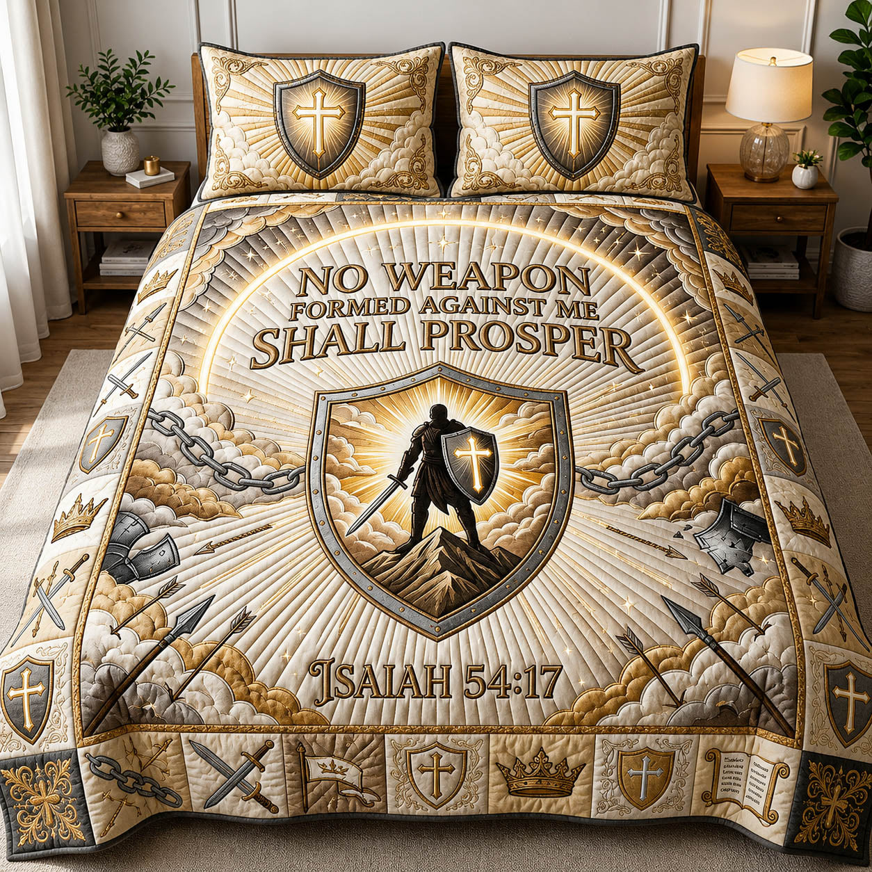 Faith Knight 3-Piece Quilted Bedding Set GFTOLAN836