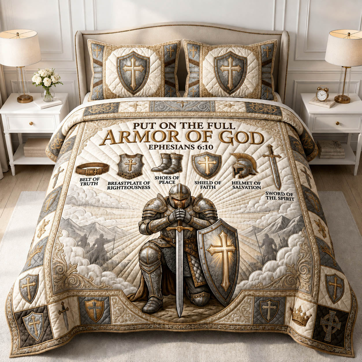 Armor Of God 3-Piece Quilted Bedding Set GFTOLAN838