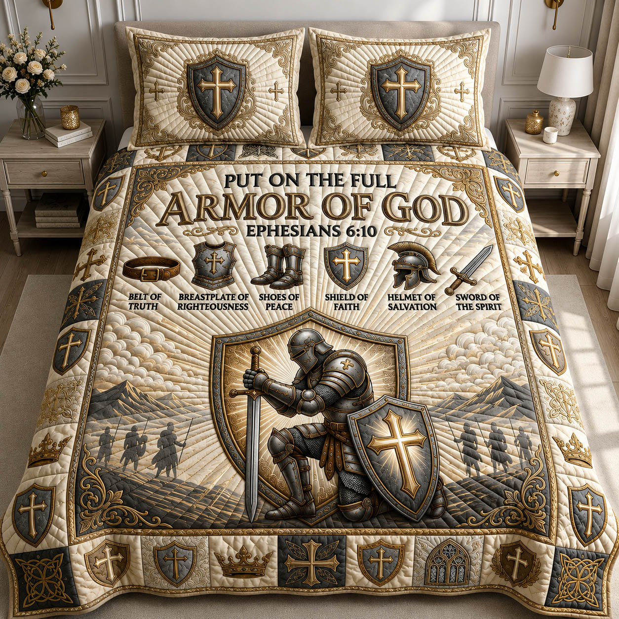 Armor Of God 3-Piece Quilted Bedding Set GFTOLAN839