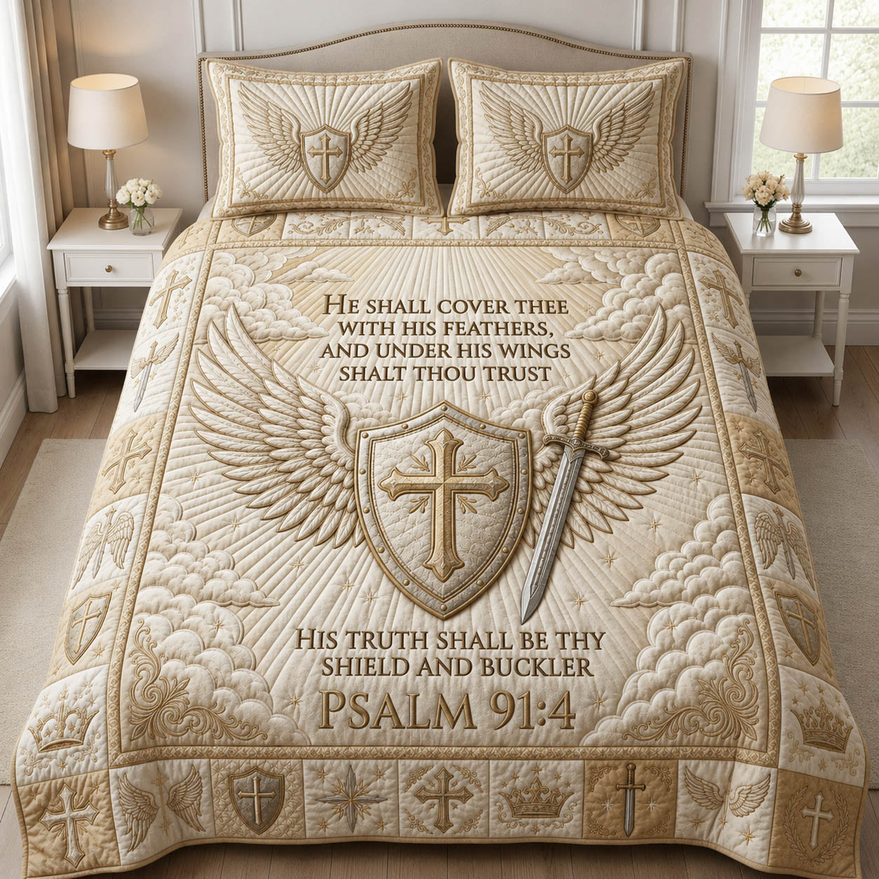 Christian Winged Armor 3-Piece Quilted Bedding Set GFTOLAN840