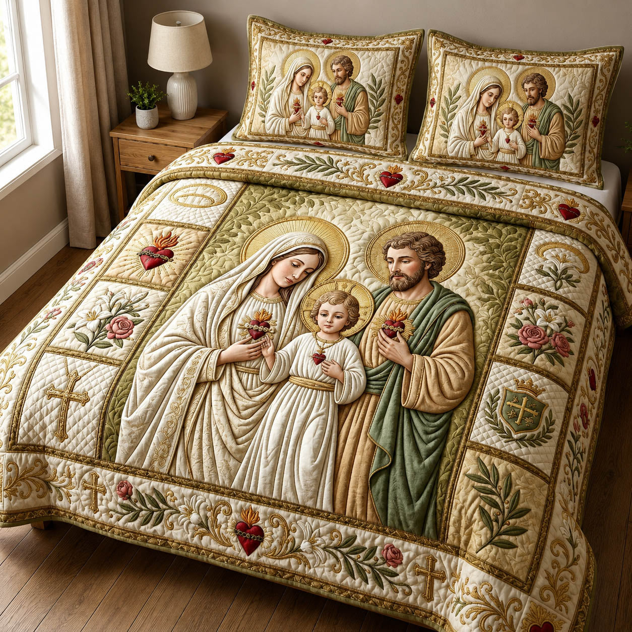 Holy Family 3-Piece Quilted Bedding Set GFTOLAN845