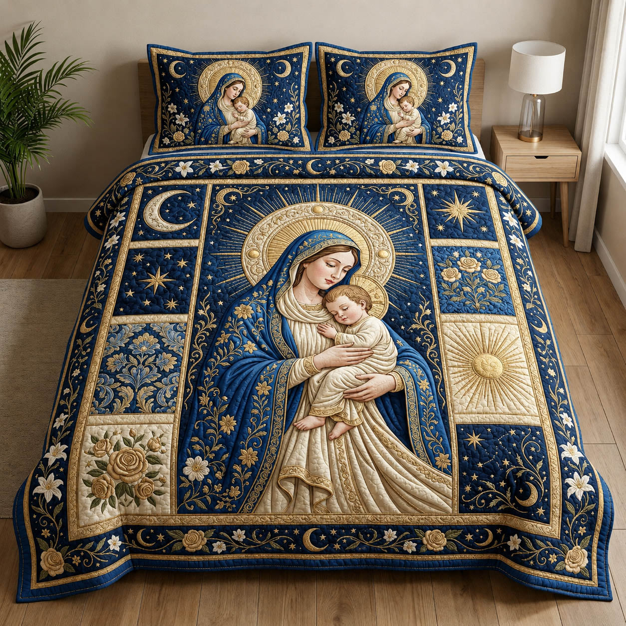 Serene Madonna 3-Piece Quilted Bedding Set GFTOLAN849