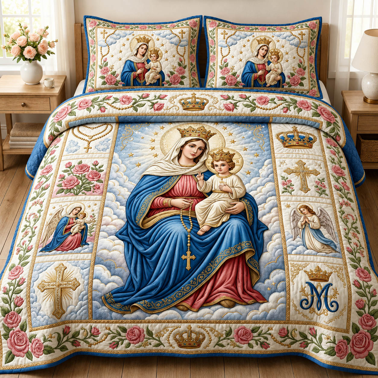 Holy Mother 3-Piece Quilted Bedding Set GFTOLAN851