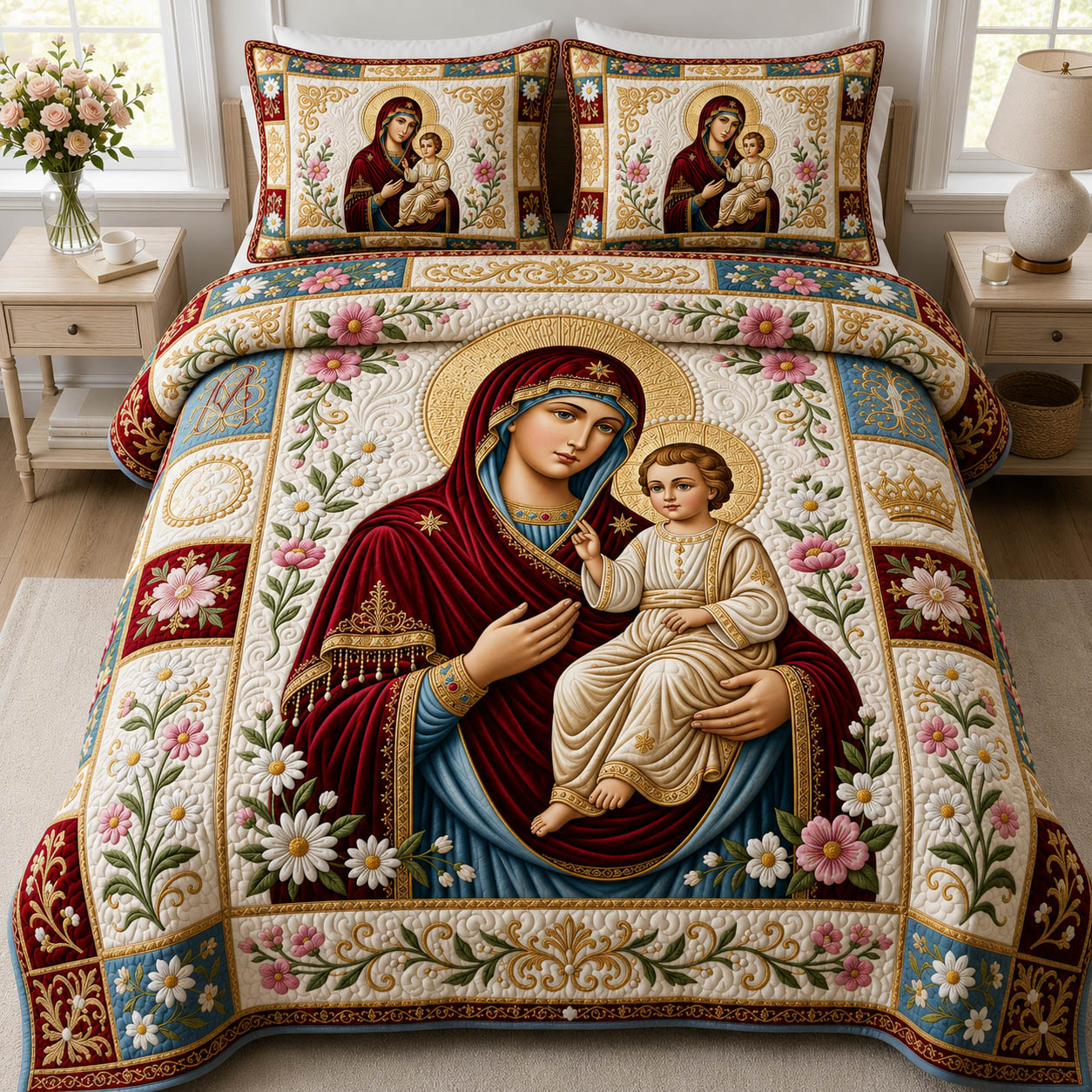 Divine Madonna 3-Piece Quilted Bedding Set GFTOLAN853
