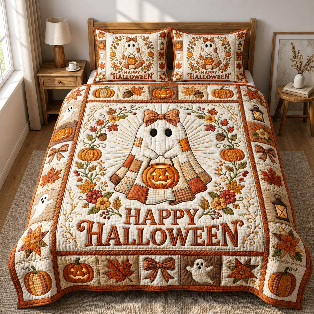 Ghost Patchwork 3-Piece Quilted Bedding Set GFTOLAN908
