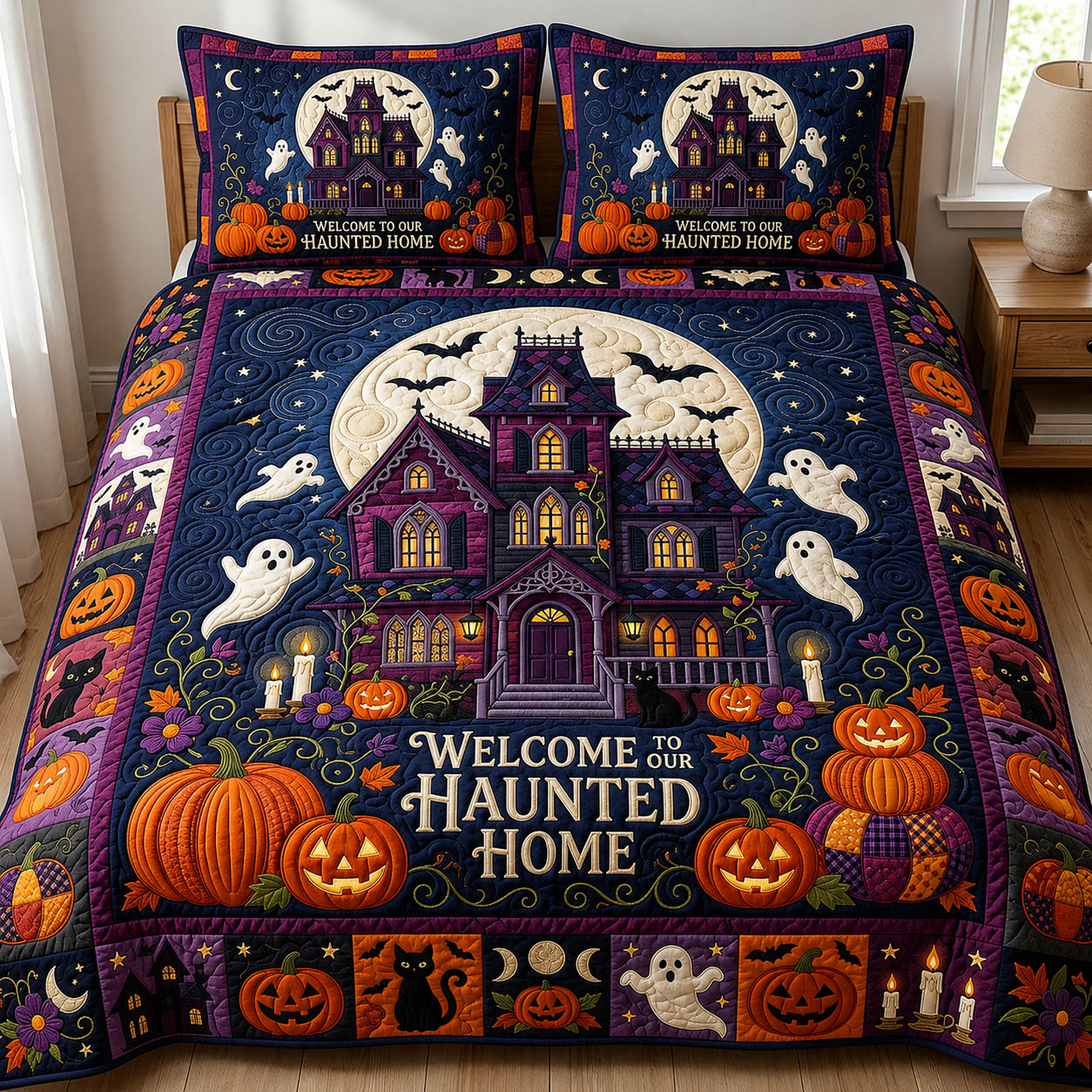 Ghost Haunted Home 3-Piece Quilted Bedding Set GFTOLAN910