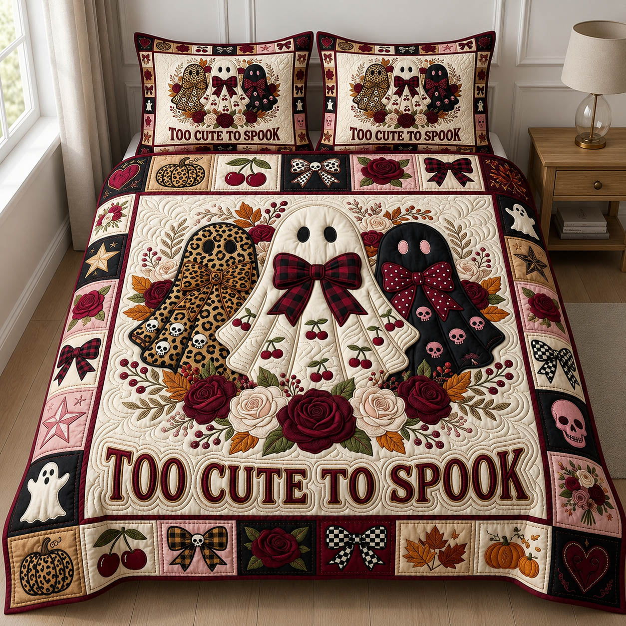 Preppy Ghost 3-Piece Quilted Bedding Set GFTOLAN913