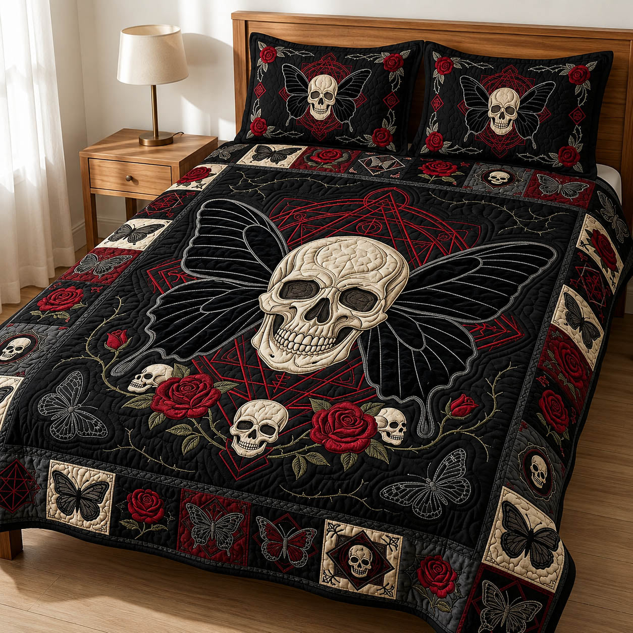 Gothic Skull 3-Piece Quilted Bedding Set GFTOLAN919