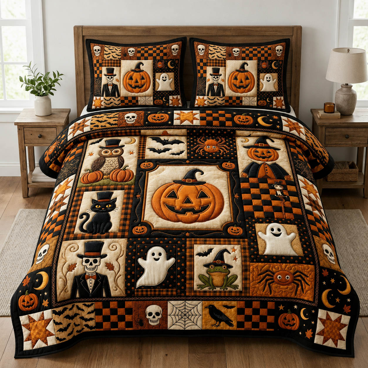 Halloween Patchwork 3-Piece Quilted Bedding Set GFTOLAN930
