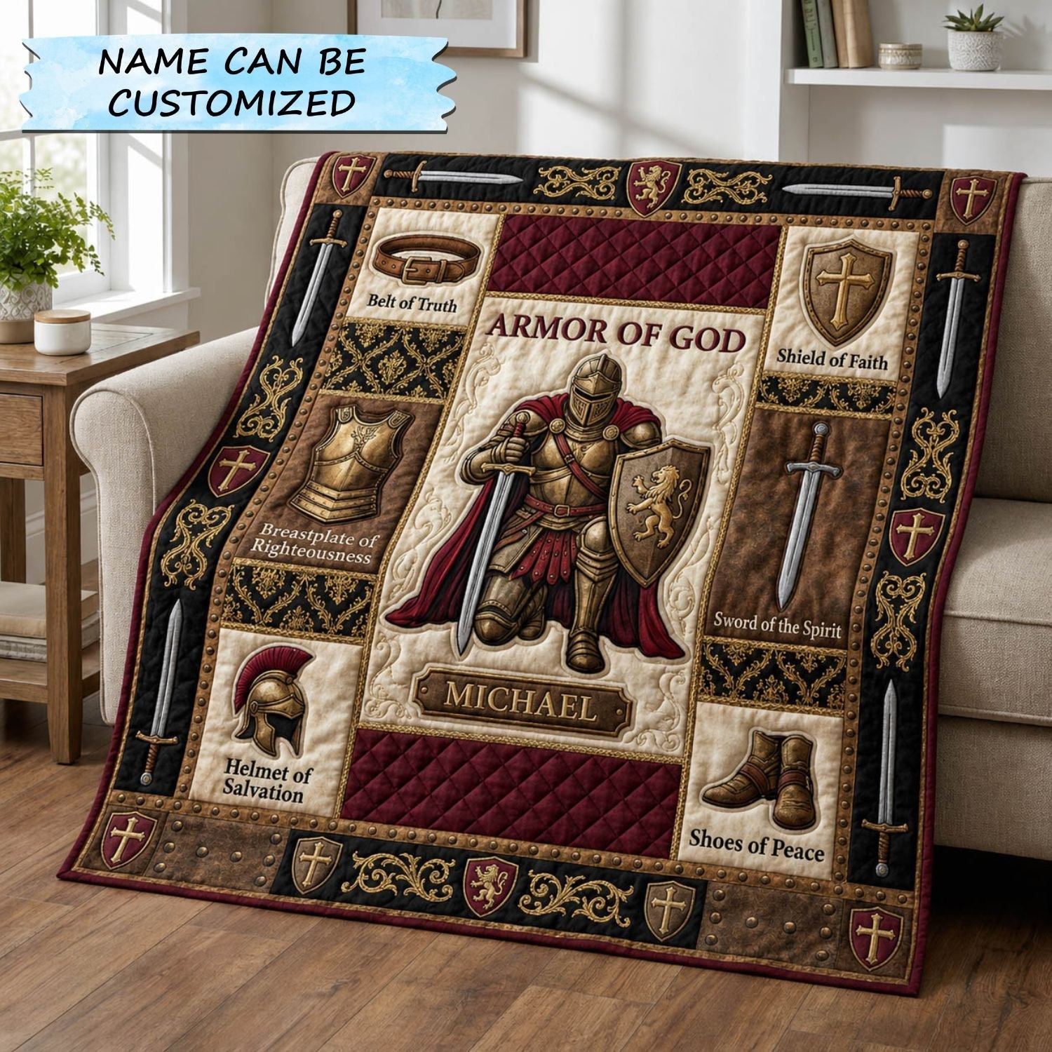 Put On The Full Armor Of God Quilted Blanket QTCUZ GFTOLAN972