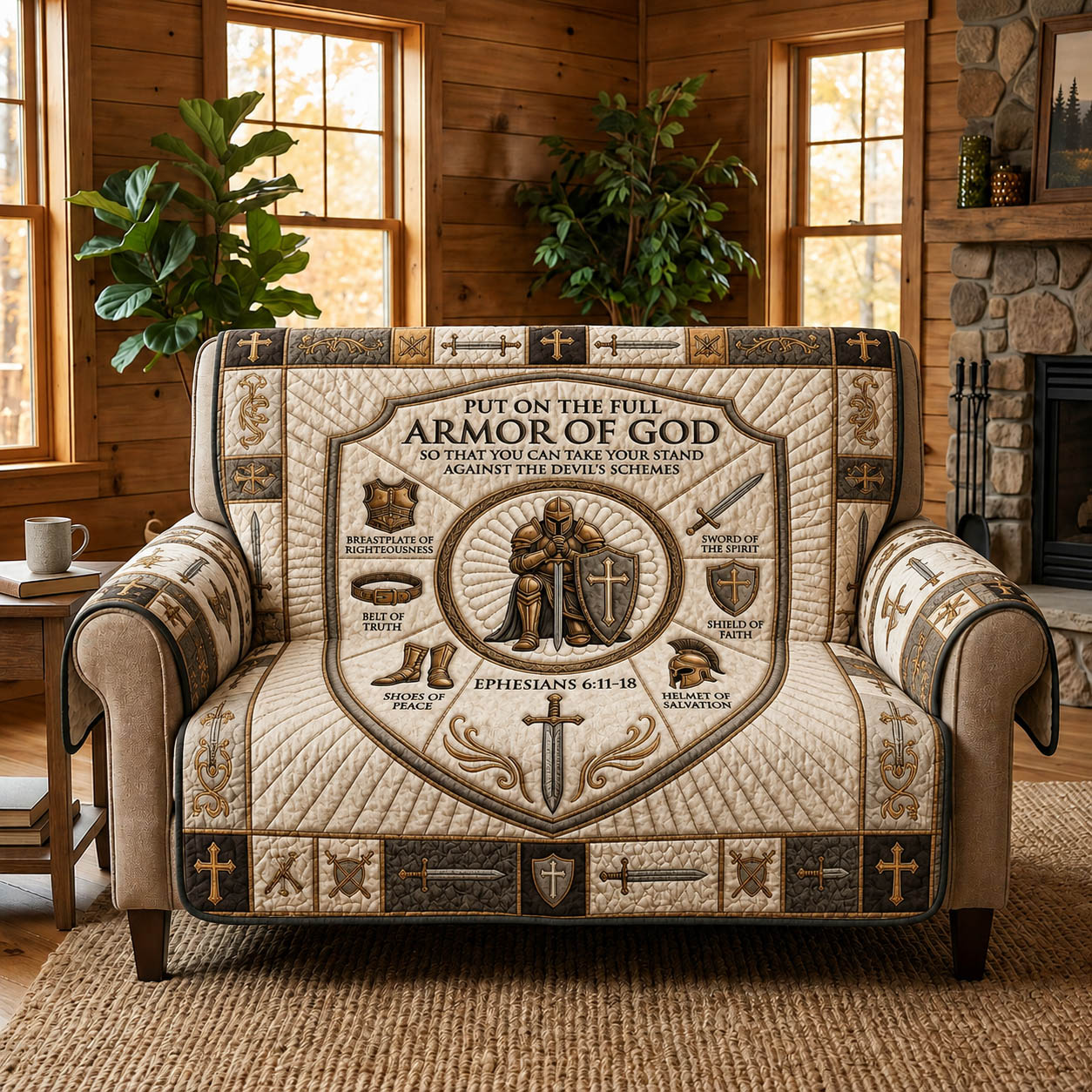 Armor Of God Quilted Sofa Cover GFTOLAN736 C4