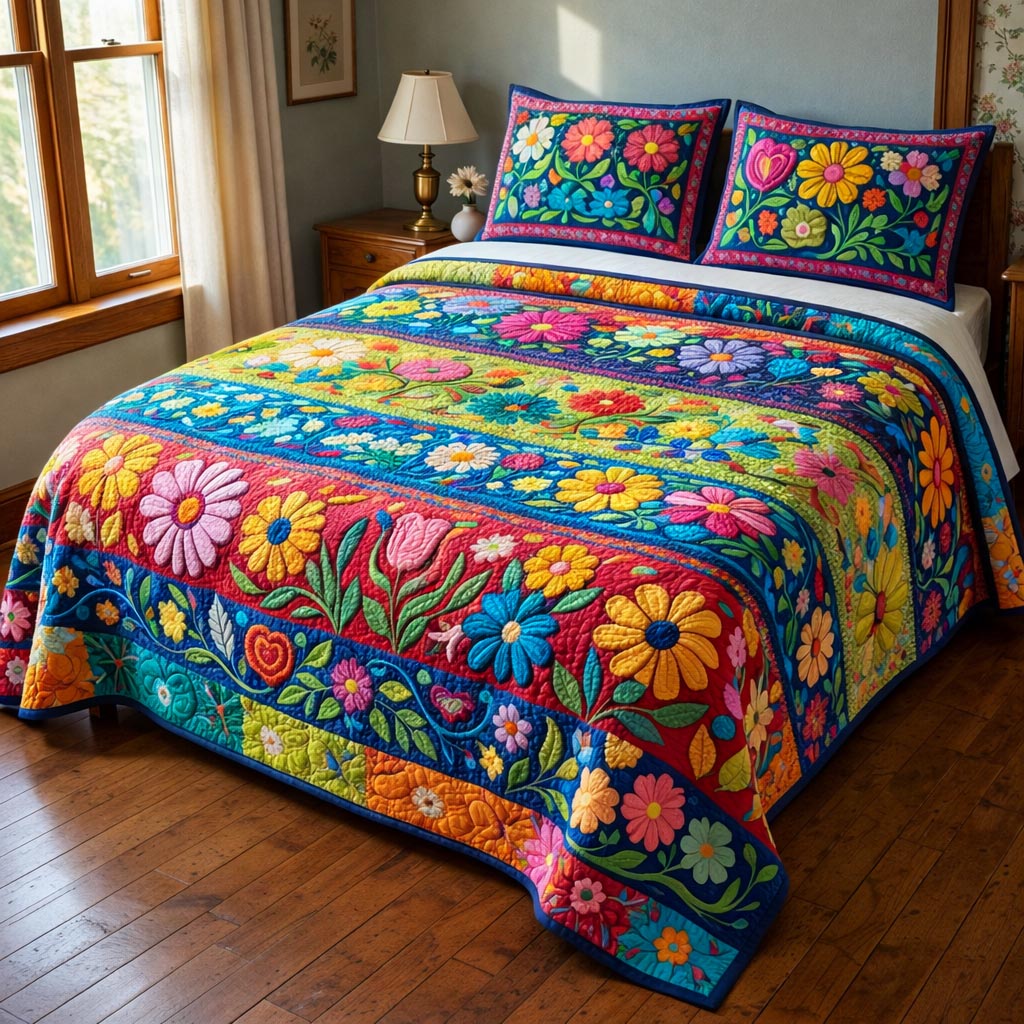 Meadow Flowers 3-Piece Quilted Bedding Set GFTOMA10230