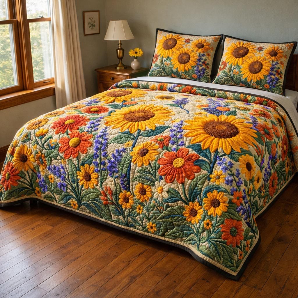 Wild Bloom 3-Piece Quilted Bedding Set GFTOMA10232