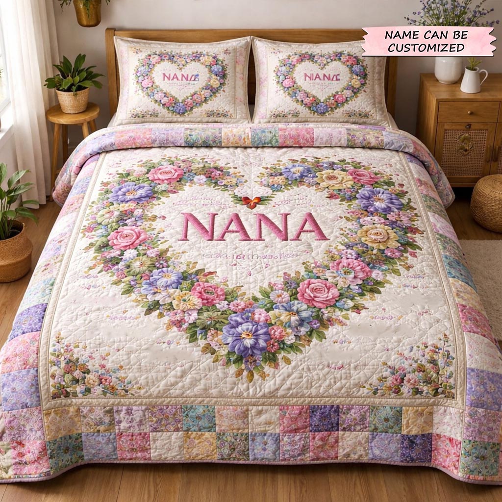 Mom Bloom 3-Piece Quilted Bedding Set QTCUZ GFTOMA10325