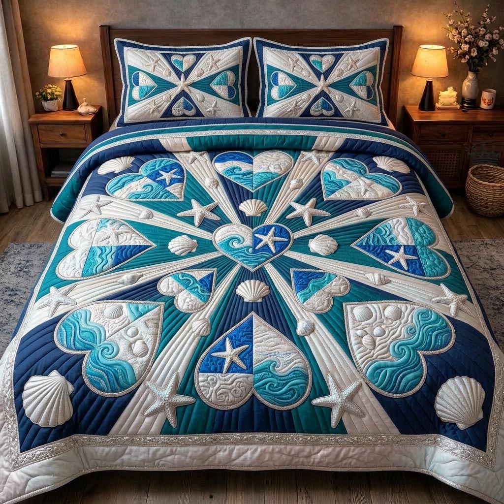 Sea Shells 3-Piece Quilted Bedding Set GFTOMA10330