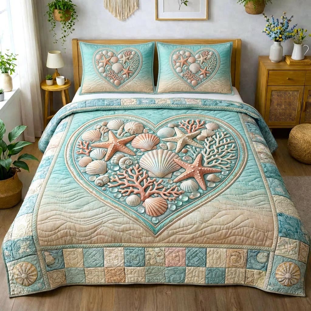 Pearl Ocean 3-Piece Quilted Bedding Set GFTOMA10332