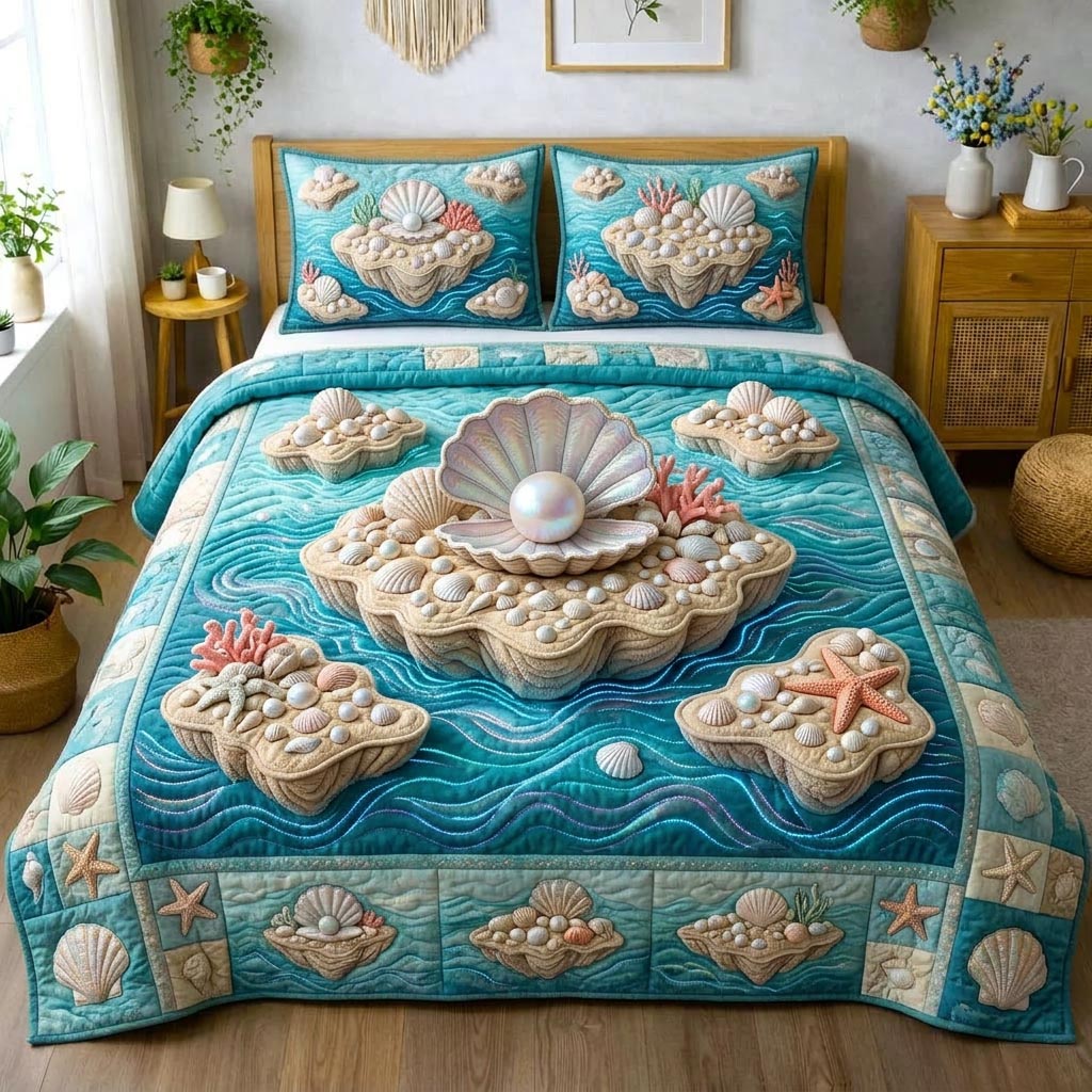 Ocean Pearls 3-Piece Quilted Bedding Set GFTOMA10335