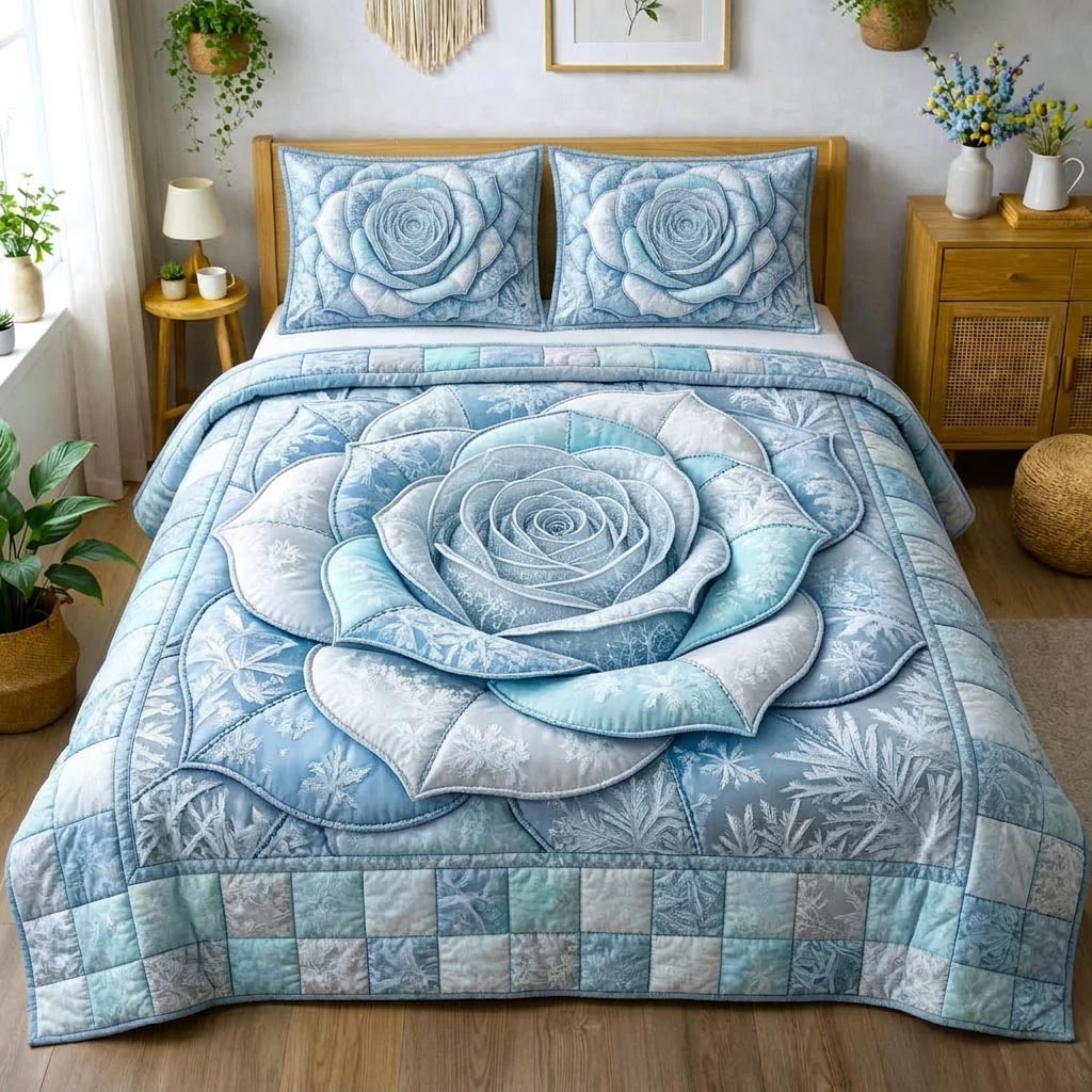 Rose Bloom 3-Piece Quilted Bedding Set GFTOMA10416