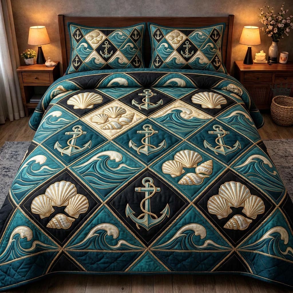 Ocean Treasure 3-Piece Quilted Bedding Set GFTOMA10459