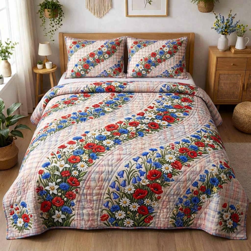 Proud Bloom 3-Piece Quilted Bedding Set GFTOMA10465