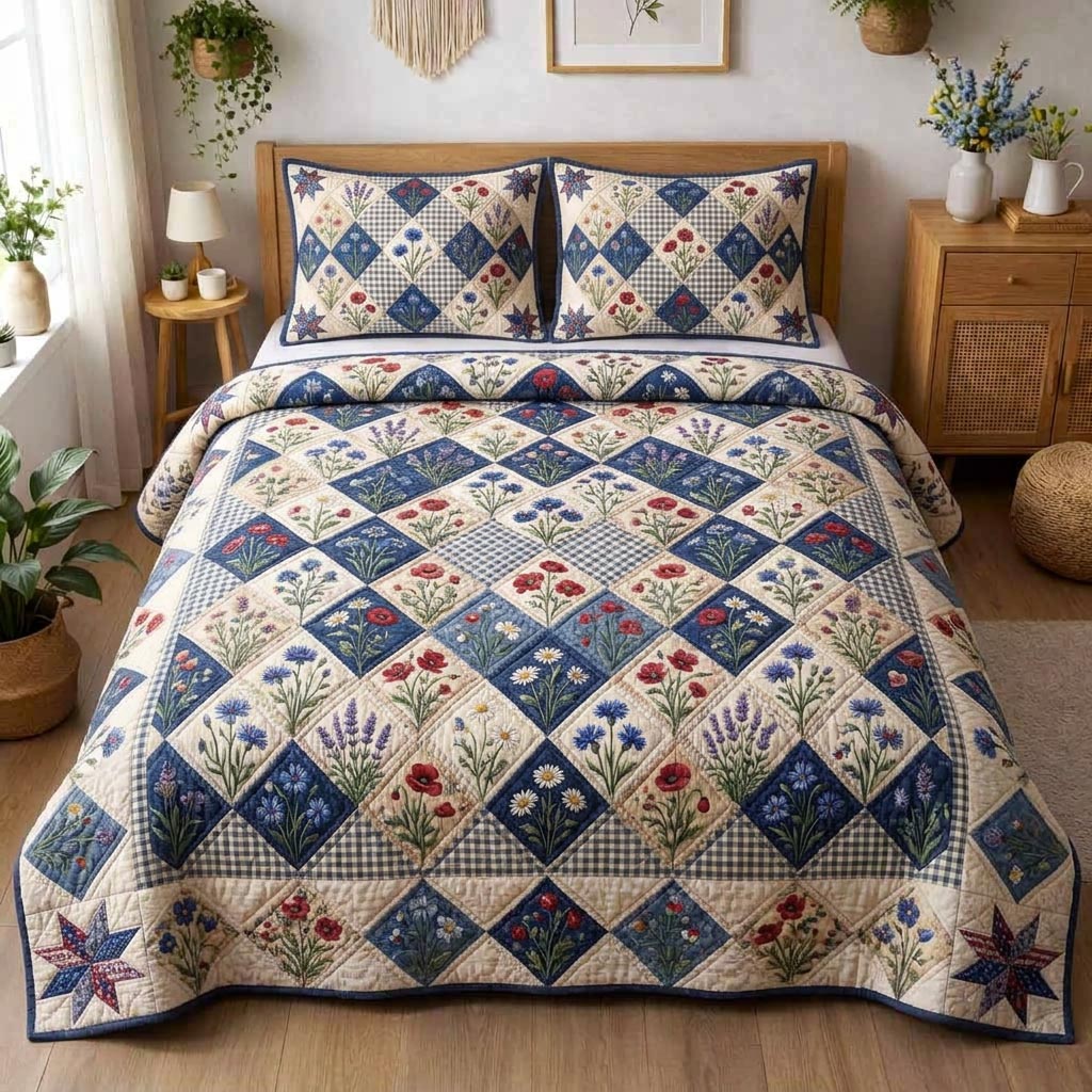 American Spirit Bloom 3-Piece Quilted Bedding Set GFTOMA10466