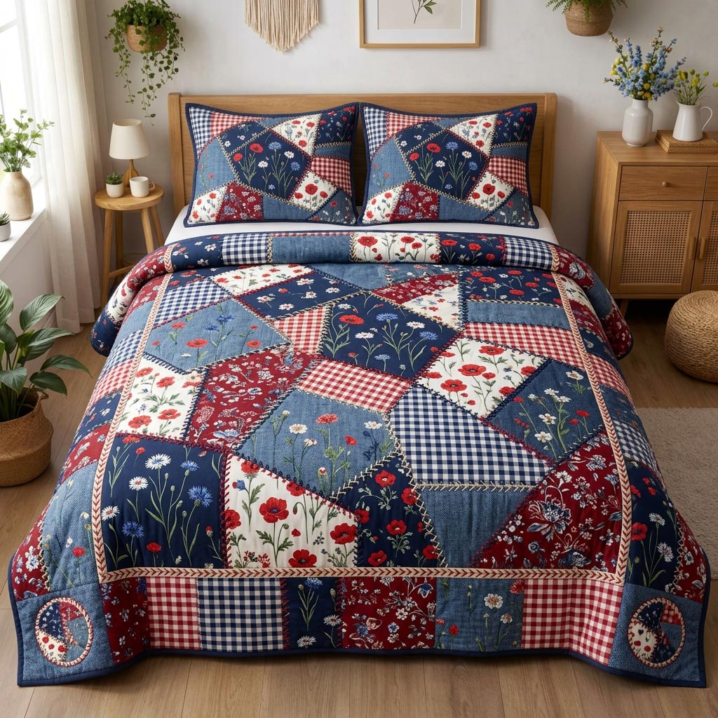 Freedom Meadow 3-Piece Quilted Bedding Set GFTOMA10468