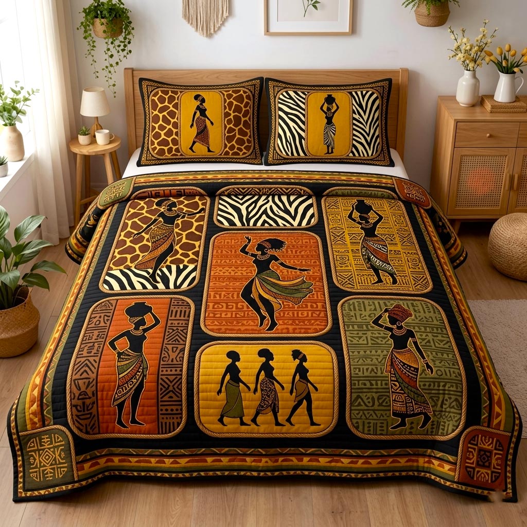 Cultural Rhythm 3-Piece Quilted Bedding Set GFTOMA10689