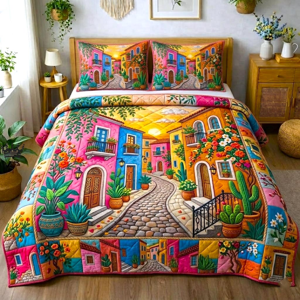 Desert Bloom 3-Piece Quilted Bedding Set GFTOMA10801