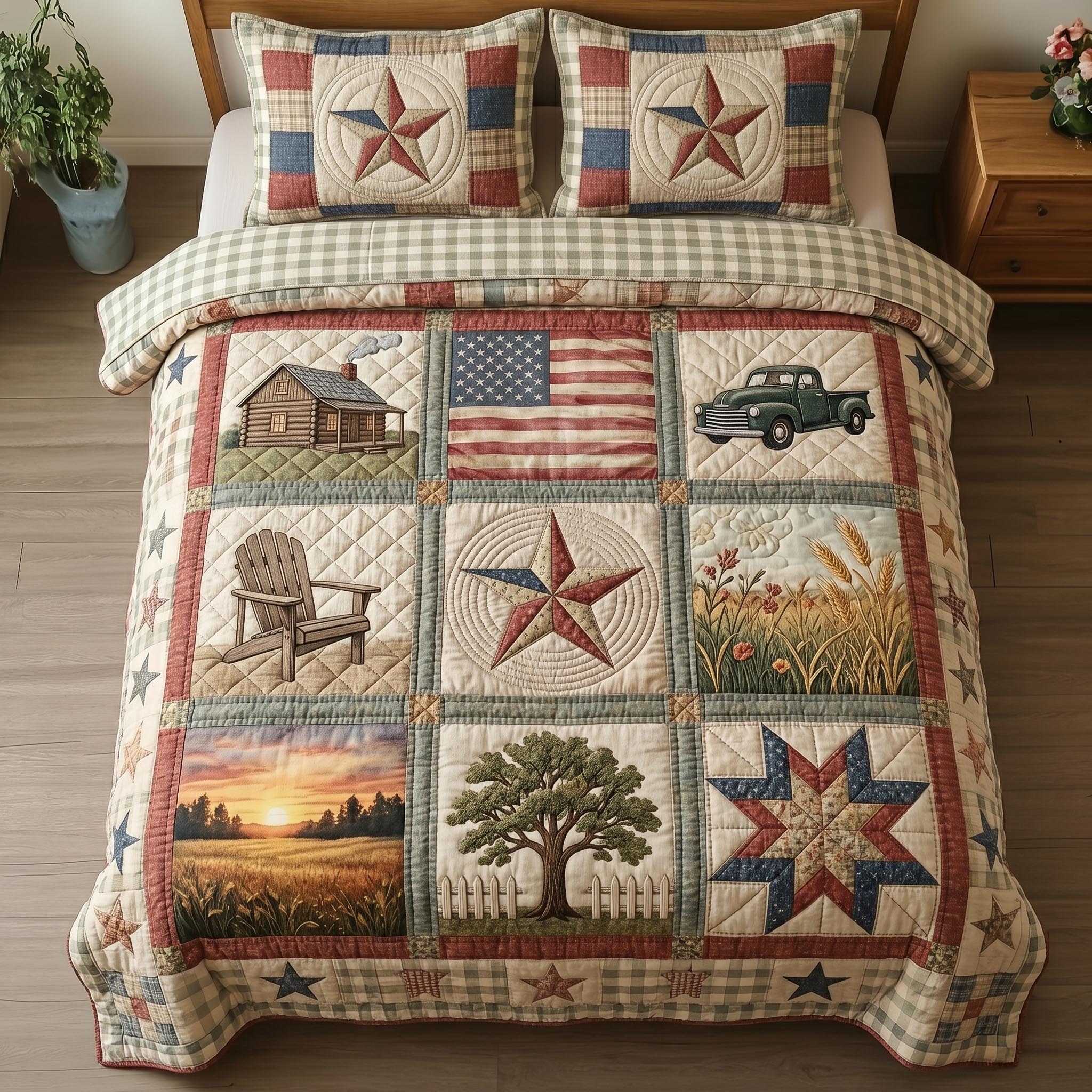 Heritage Patch 3-Piece Quilted Bedding Set GFTOMA10869