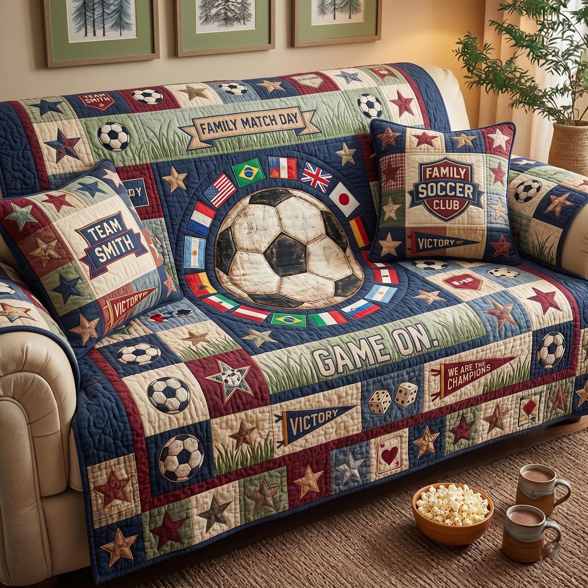 World Soccer Quilted Sofa Cover GFTOMA10978