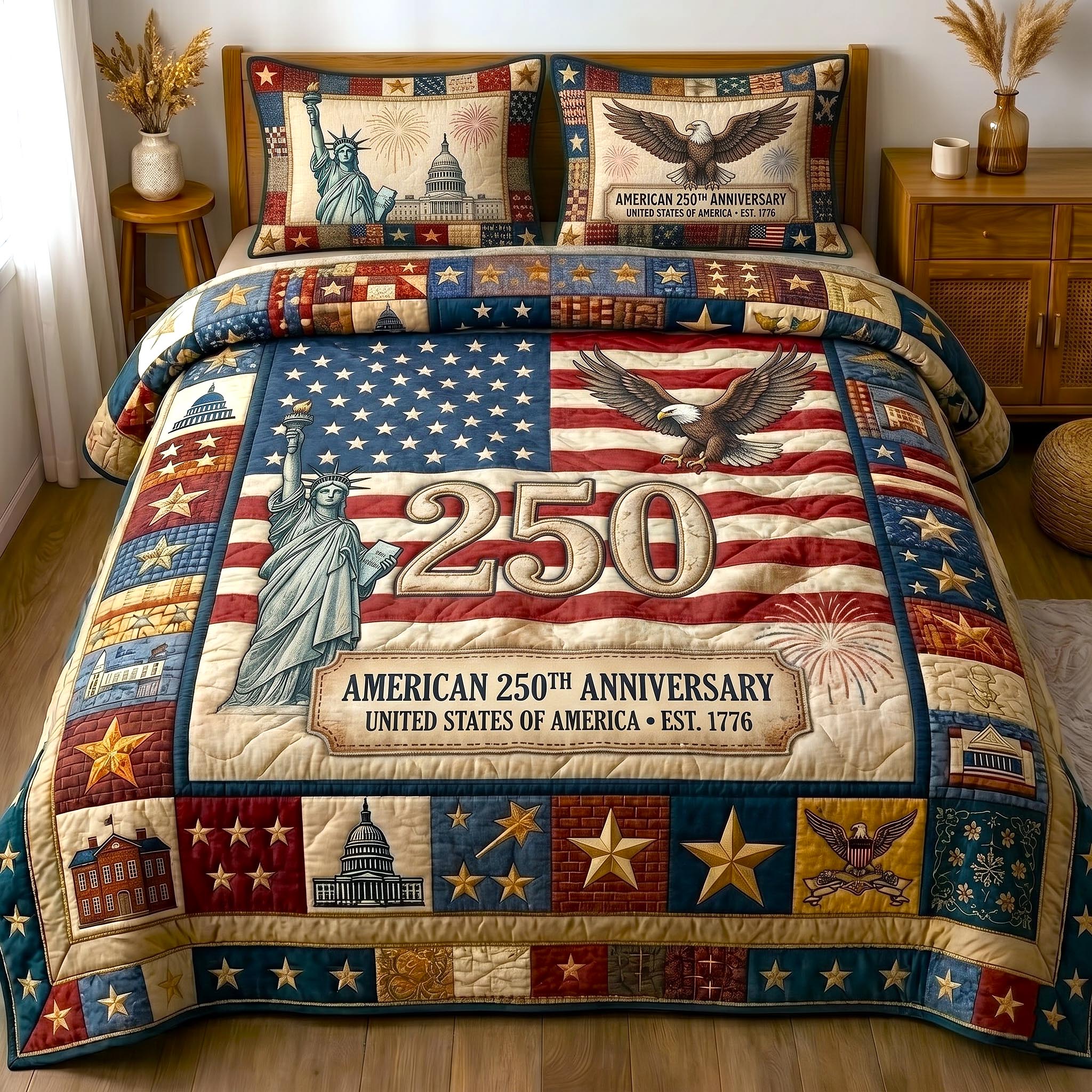 Heritage Patch 3-Piece Quilted Bedding Set GFTOMA11047