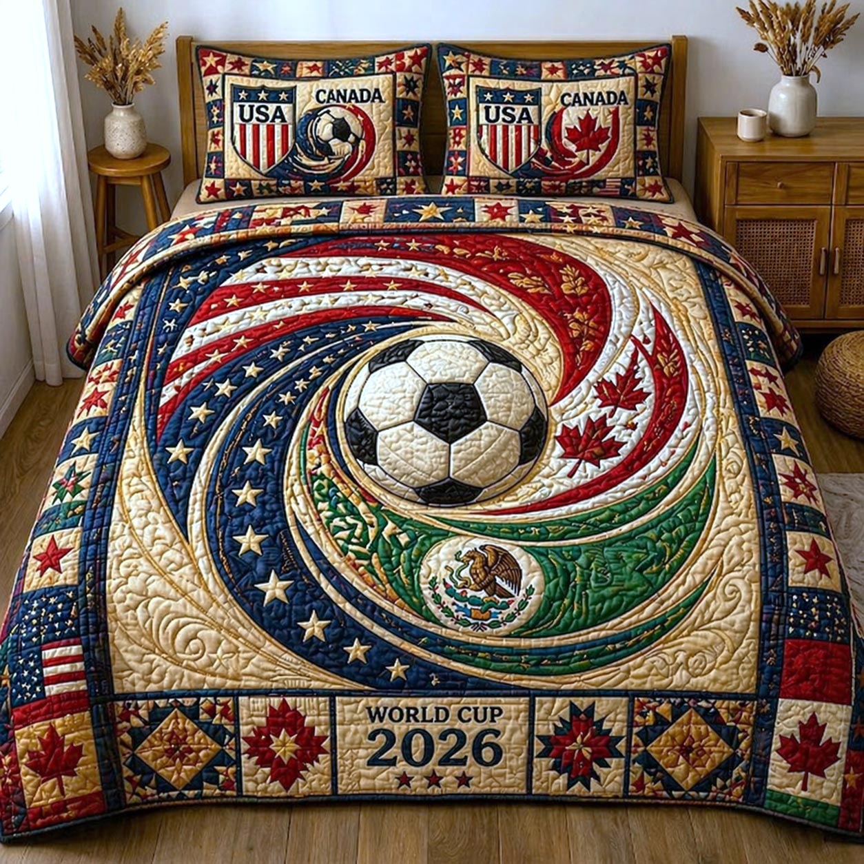 Match Day 3-Piece Quilted Bedding Set GFTOMA11067