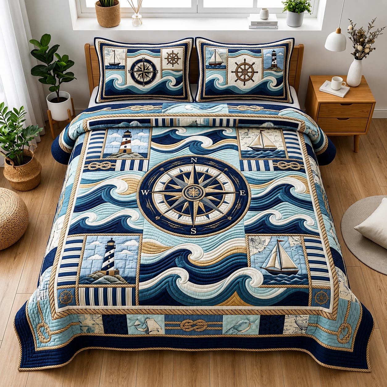 Coastal Tide 3-Piece Quilted Bedding Set GFTOMA11414
