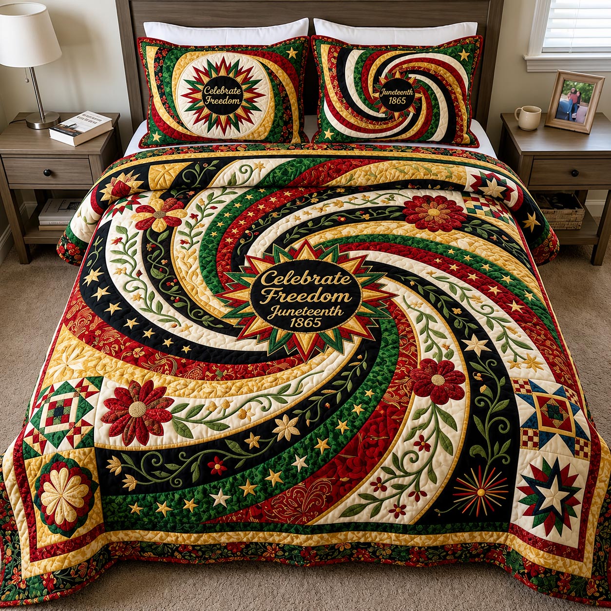 Black Freedom 3-Piece Quilted Bedding Set GFTOMA11523