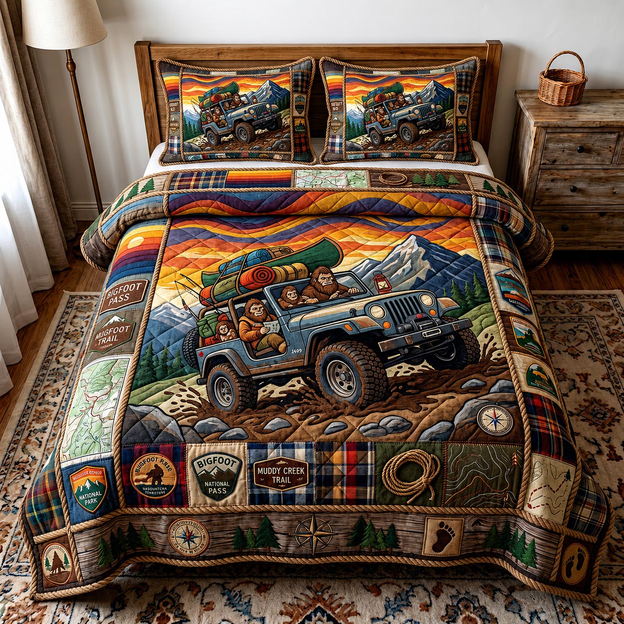 Squatch Trails 3-Piece Quilted Bedding Set GFTOMA11611