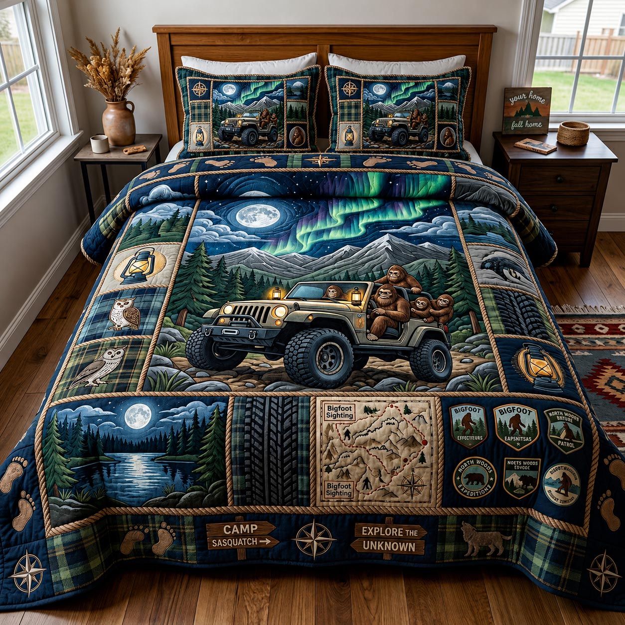 Trail Squatch 3-Piece Quilted Bedding Set GFTOMA11613
