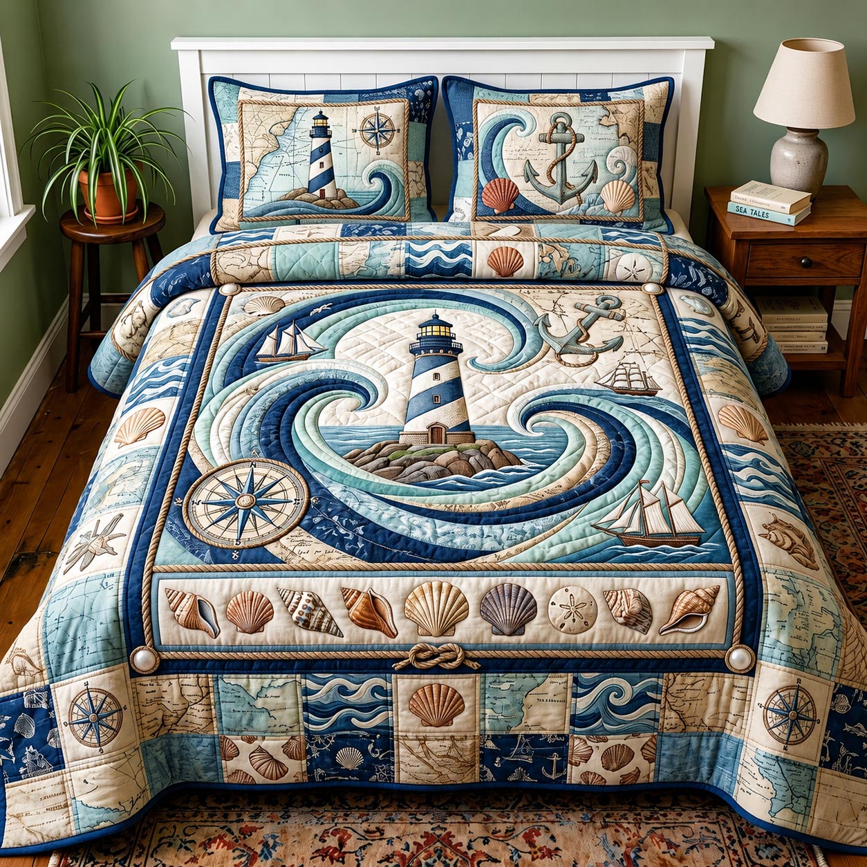 Sea Escape 3-Piece Quilted Bedding Set GFTOMA11722