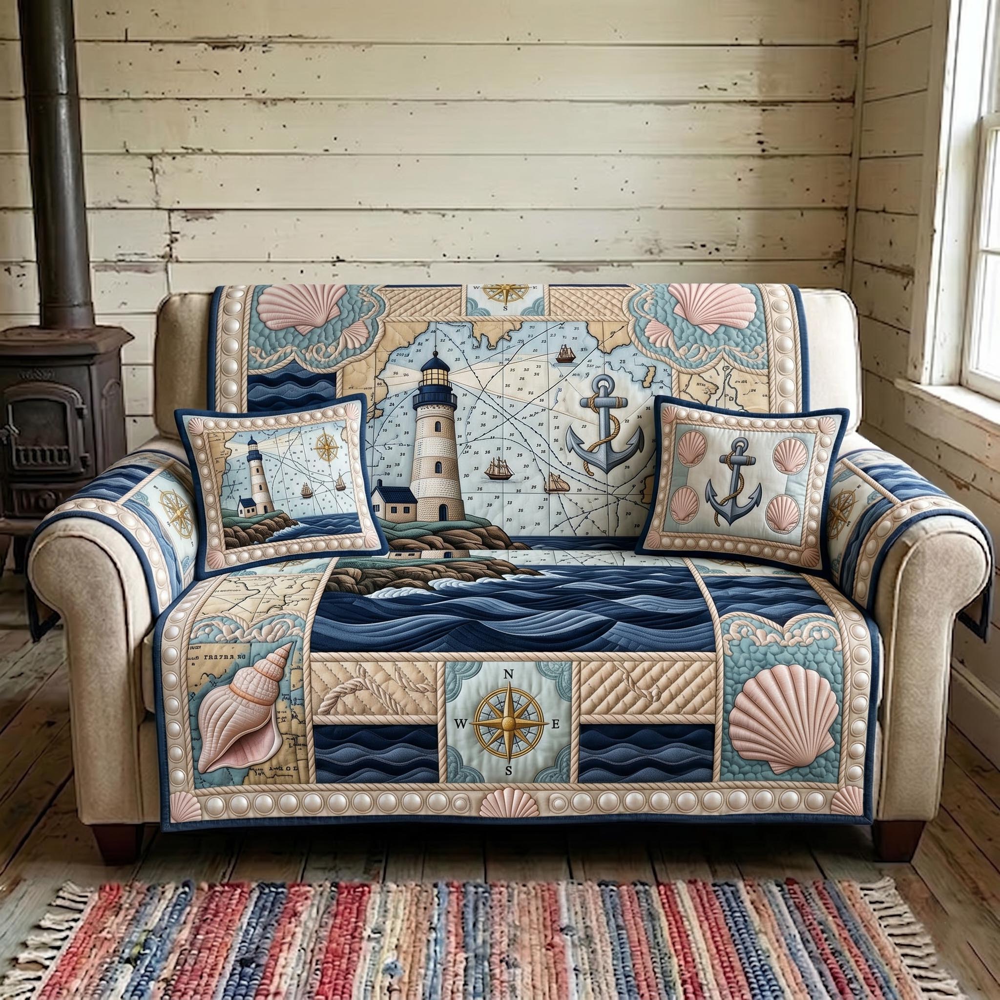 Sea Escape Quilted Sofa Cover GFTOMA11419 C4
