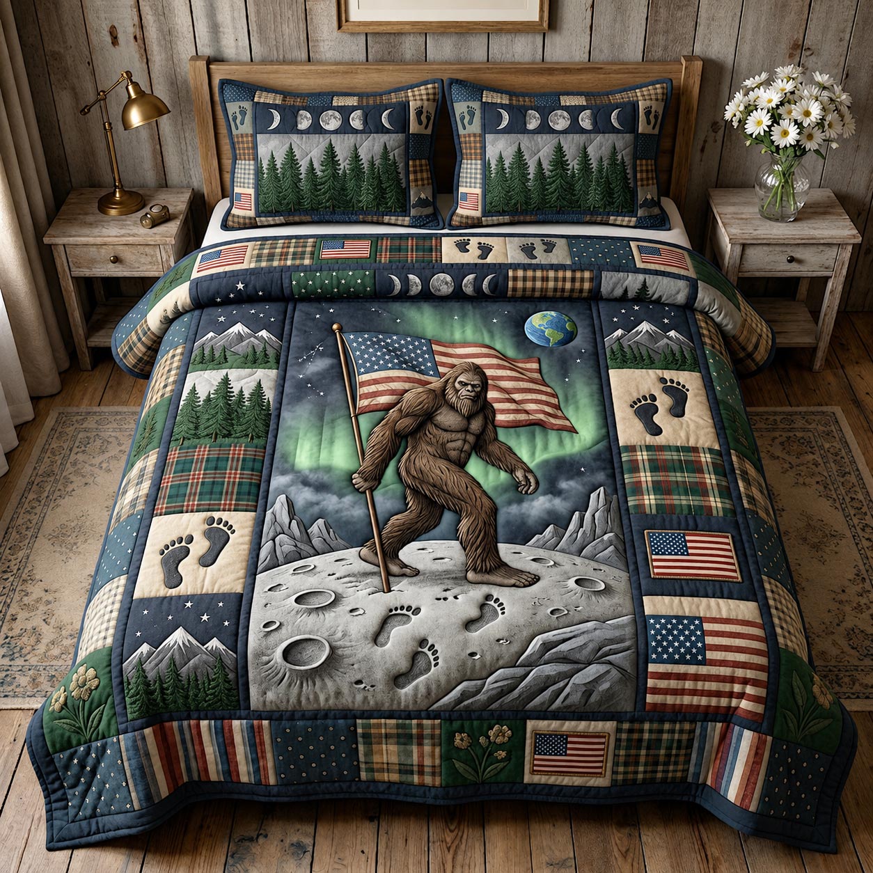 Patriot Squatch 3-Piece Quilted Bedding Set GFTOMA11777