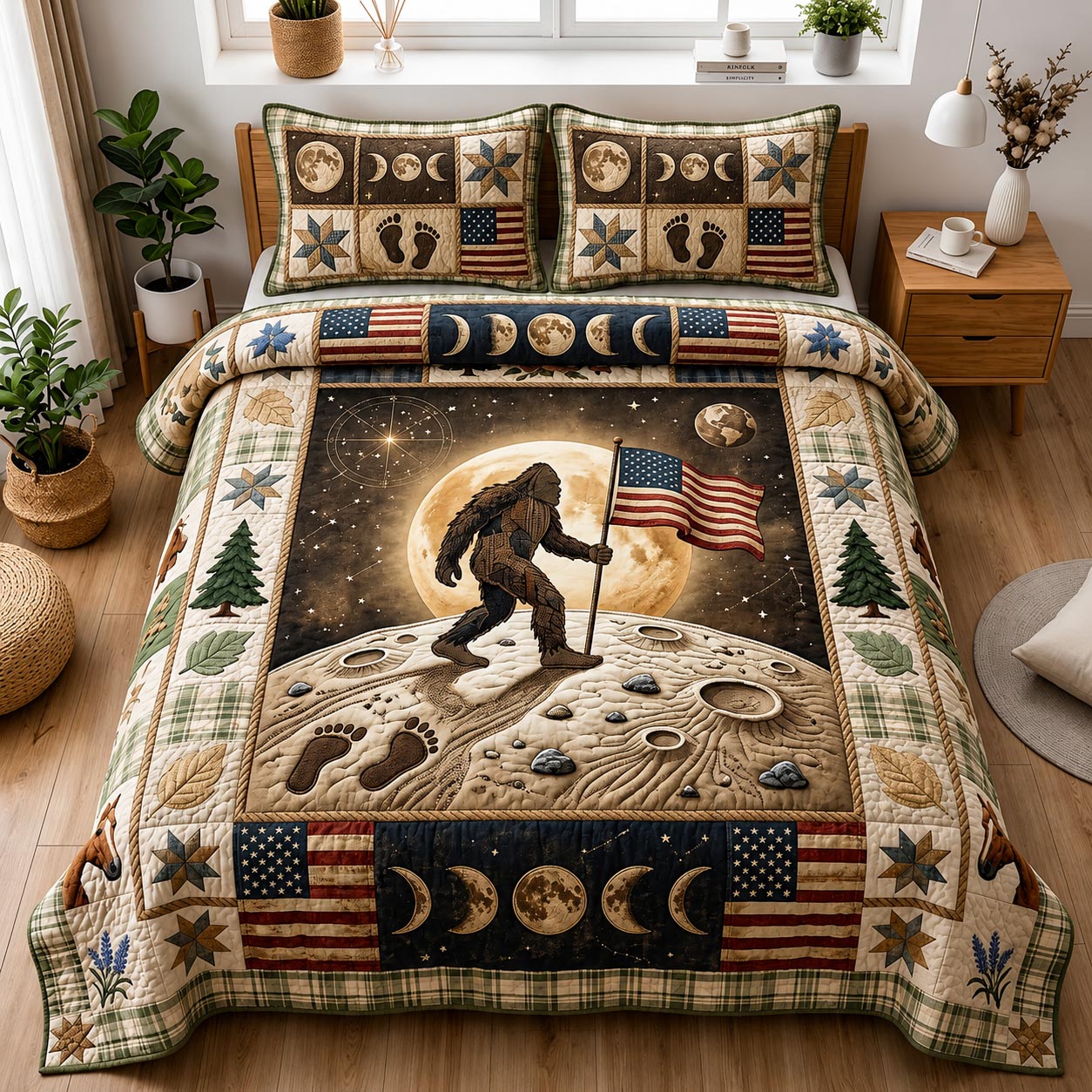 Freedom Squatch 3-Piece Quilted Bedding Set GFTOMA11778