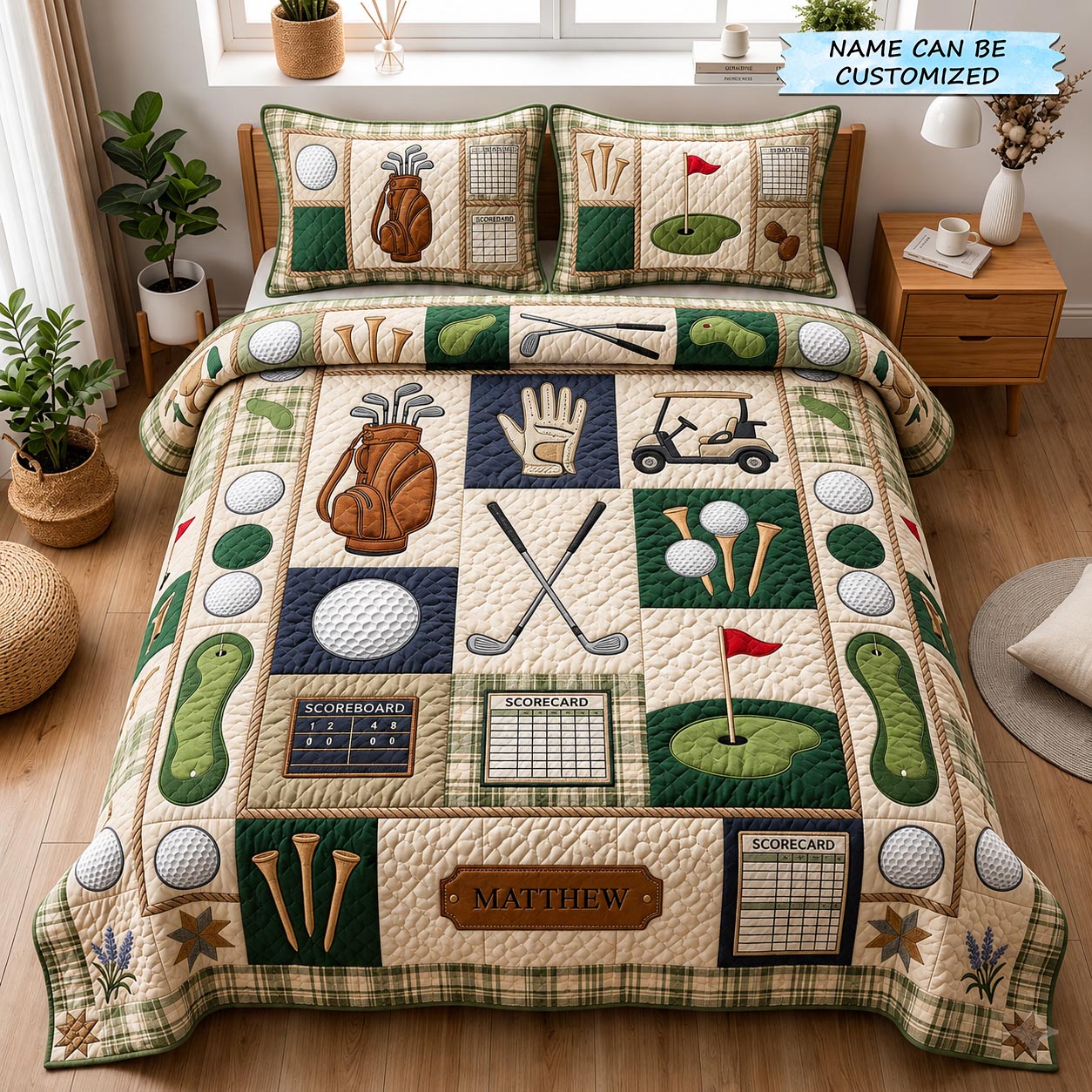 Fairway Dreams 3-Piece Quilted Bedding Set QTCUZ GFTOMA11794