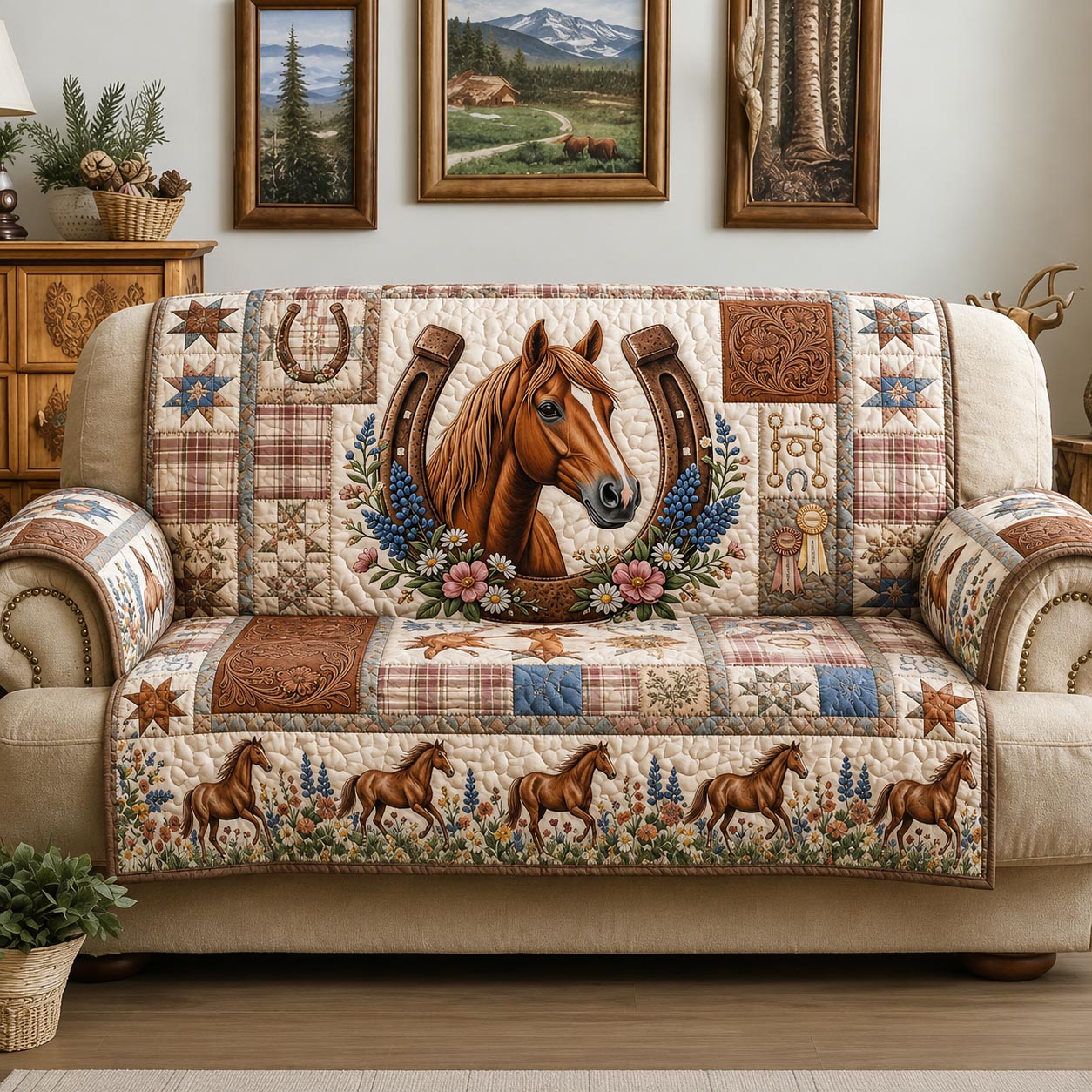 Western Soul Quilted Sofa Cover GFTOMA11411 C4