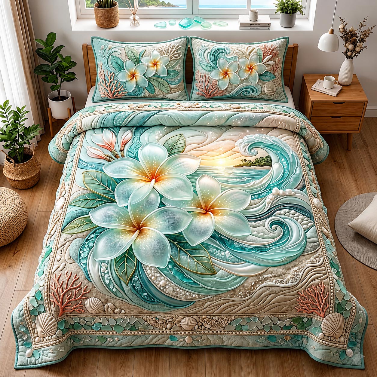 Paradise Blossom 3-Piece Quilted Bedding Set GFTOMA11893