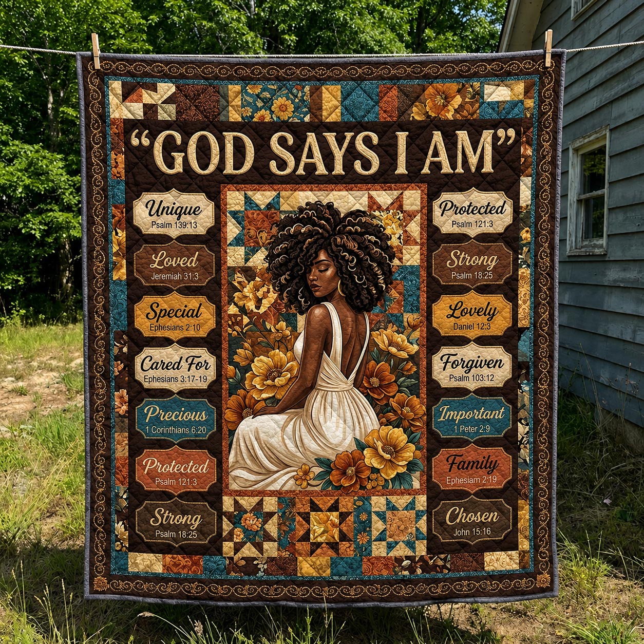 Melanin Faith Quilted Blanket GFTOMA11974