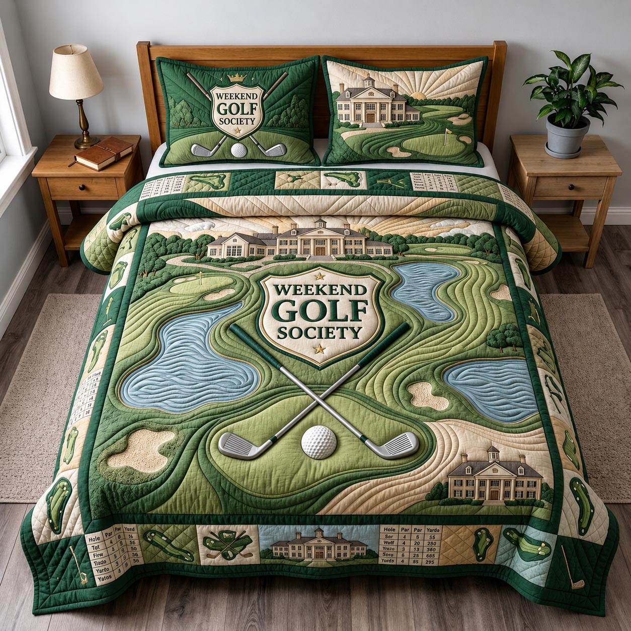 Golf Retreat 3-Piece Quilted Bedding Set GFTOMA12017