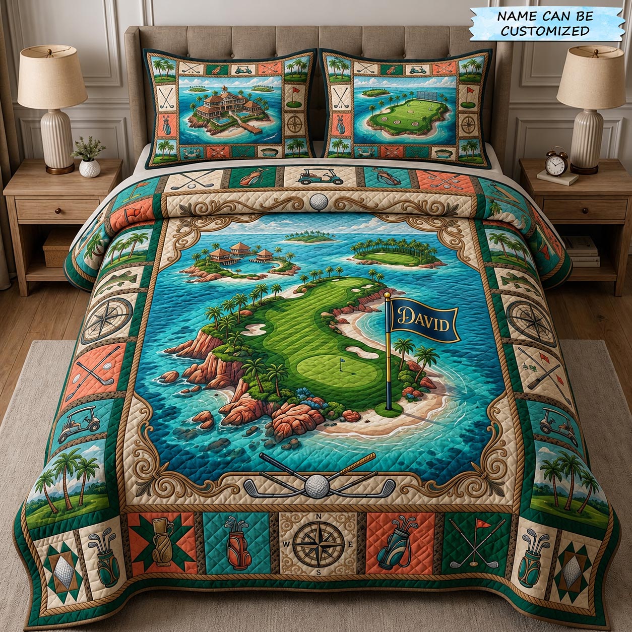 Swing Life 3-Piece Quilted Bedding Set QTCUZ GFTOMA12090